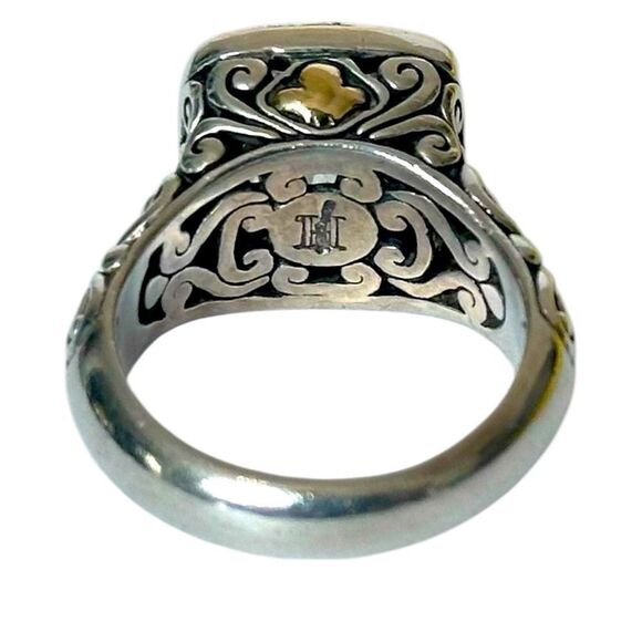 John Hardy Designer .925/18k Gold Light Colored Stone Cluster Ring. Size 7 - Picture 4 of 14